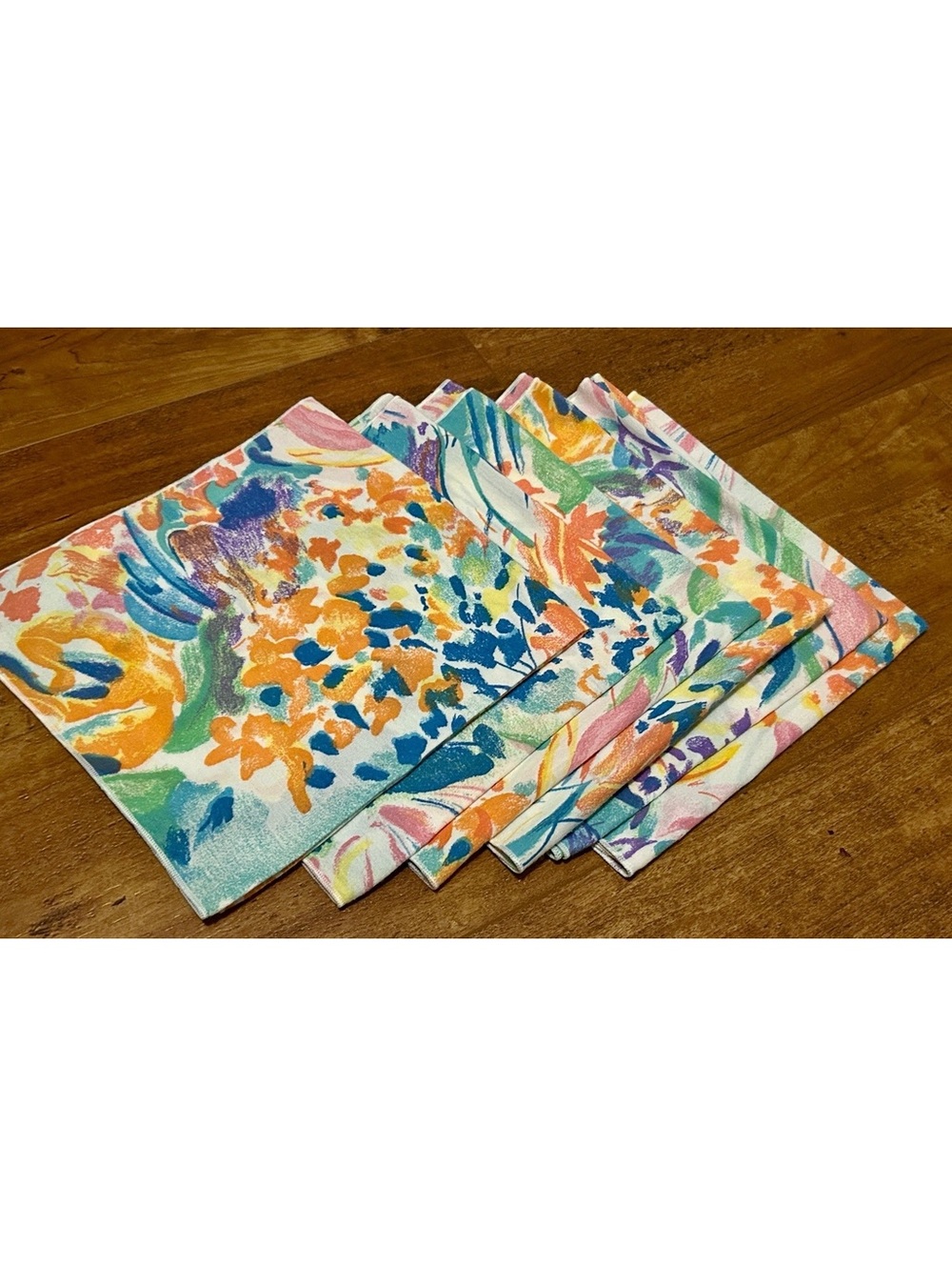 Set of 6 Vintage Floral Cloth Napkins